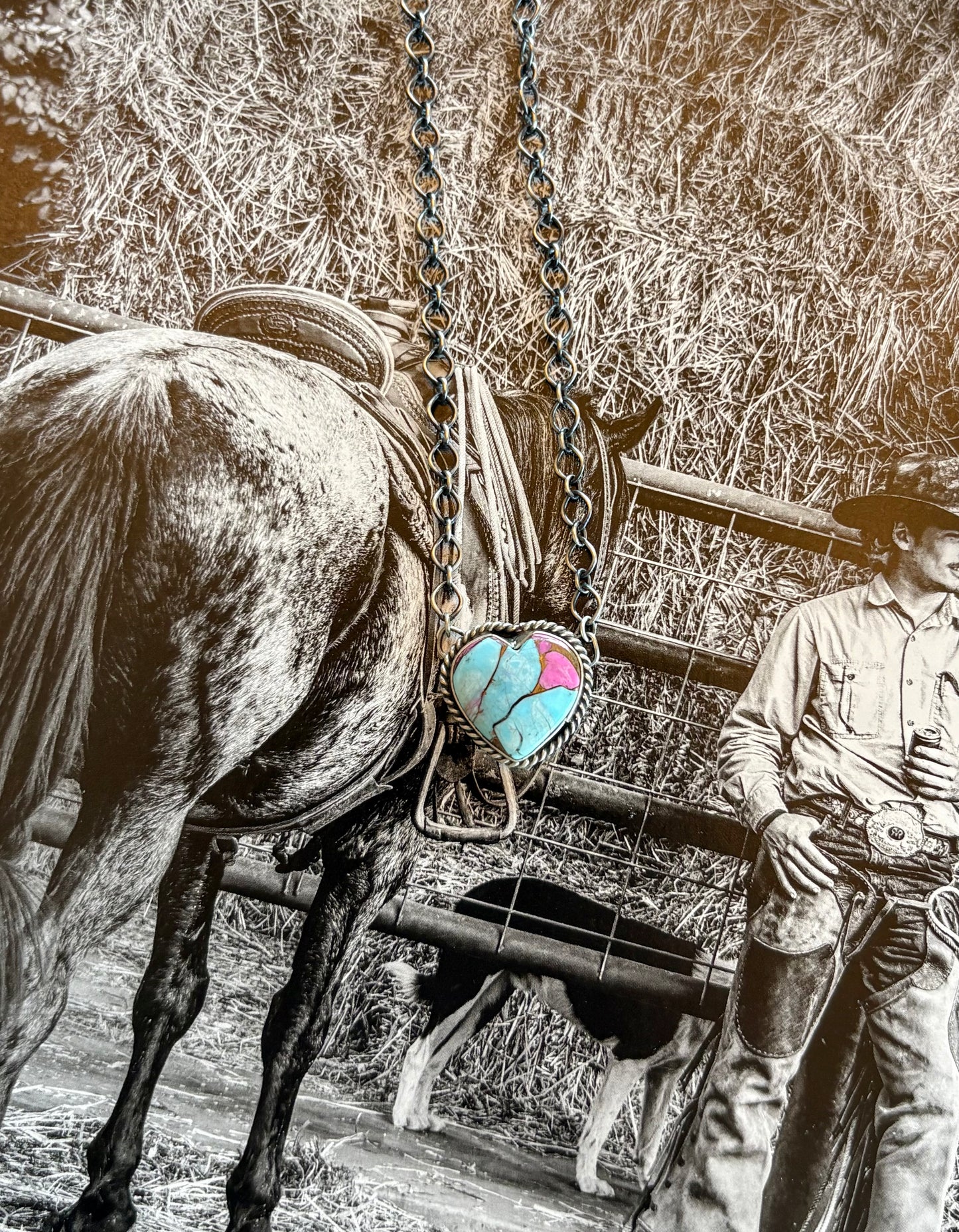 Cotton Candy Heart Necklace