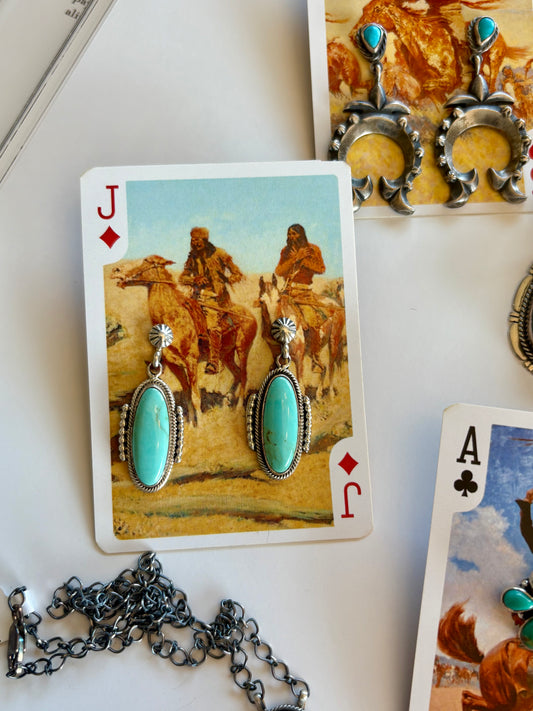 Turquoise Post Dangle Earrings