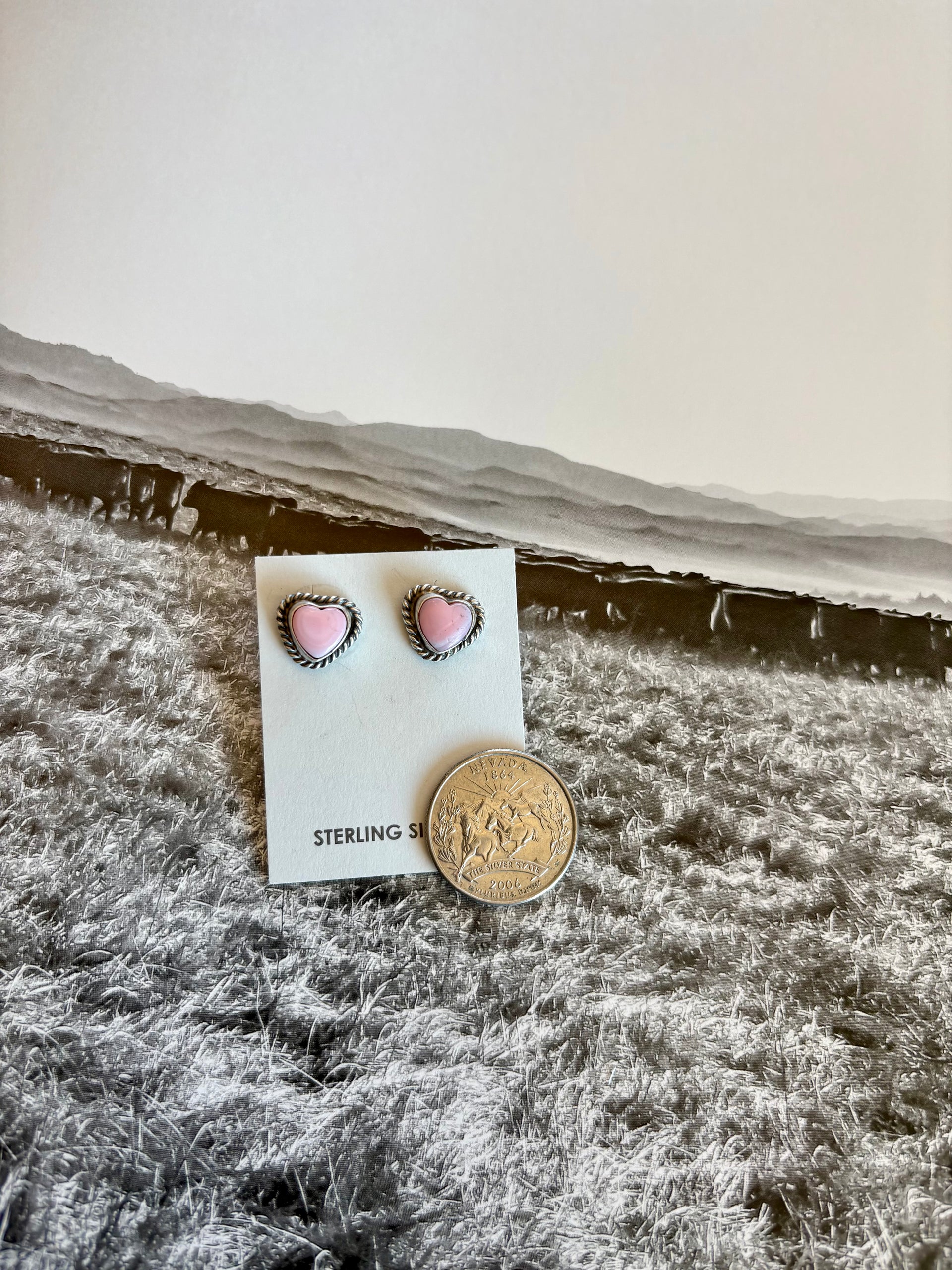 Pink Conch Heart Studs